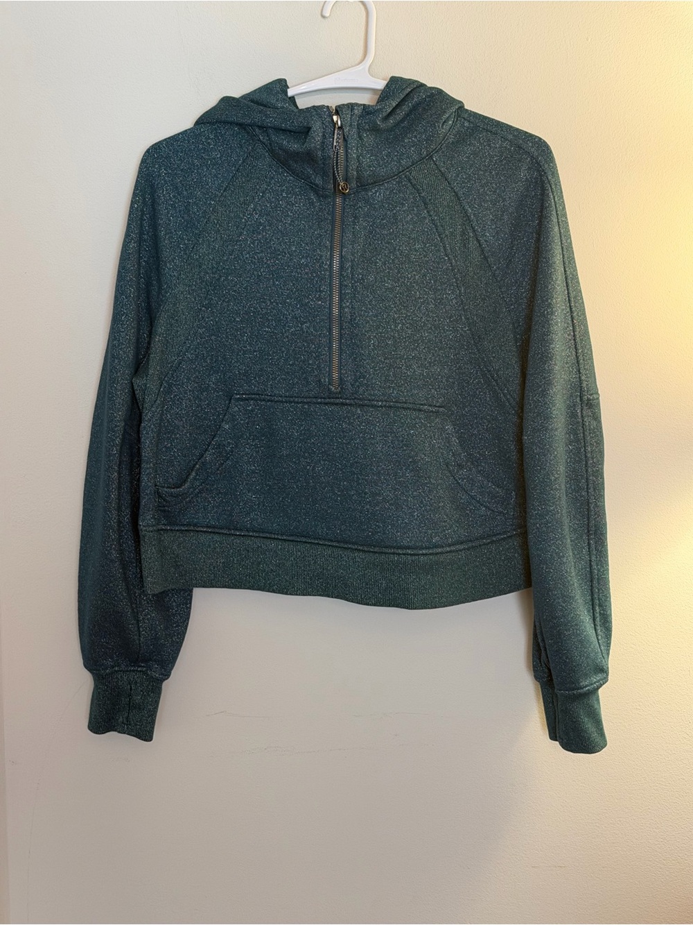 327. Lululemon Oversized Half-Zip Scuba Hoodie in Storm Teal/Silver Sparkle XS/S